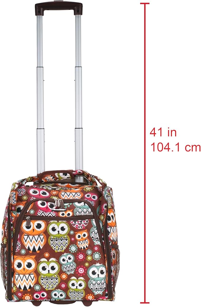 Rockland Melrose Upright Wheeled Underseater Carry-On Luggage, Owl