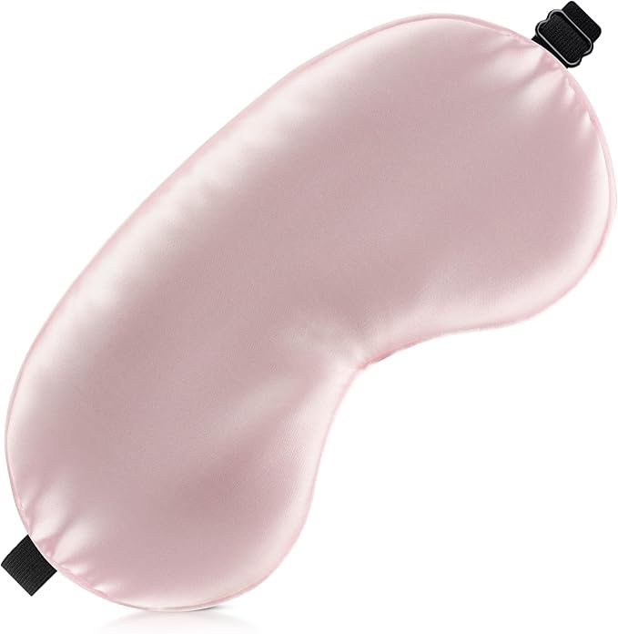 Sleep Mask Silk Eye Mask for Men Sleeping Mask, Adjustable Elastic Strap for Night Shading Sleep Mask, Soft and Comfortable for Both Men and Women(Pink)
