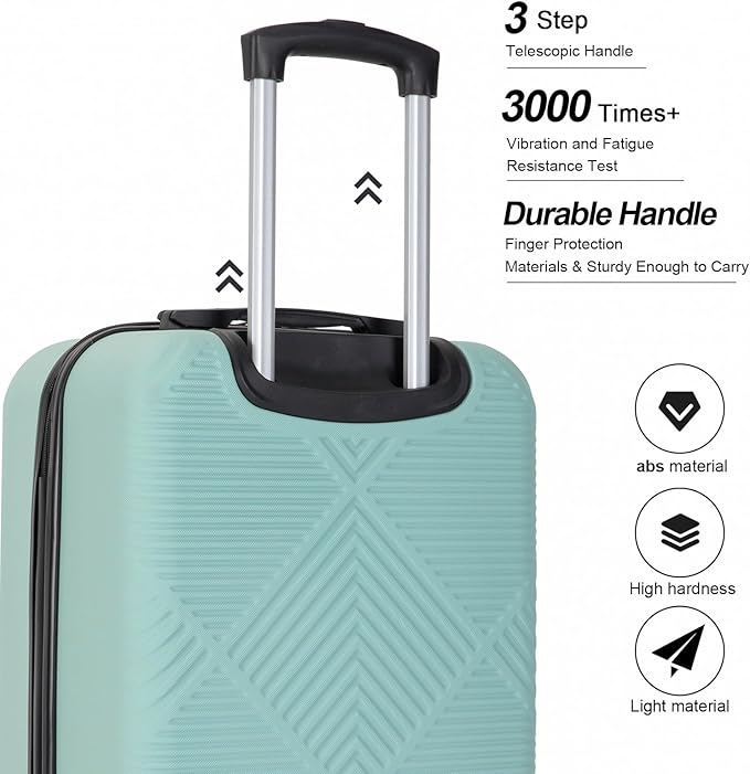 2 Piece Carry on Luggage Set, Airline Approved 20 Inch Luggage with Cosmetic Case HardShell Suitcase with Spinner Wheels, Lightweight Durable Hardside Suitcases Set, Light Blue