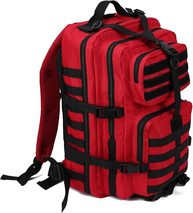 REEBOW GEAR Military Tactical Backpack for Men Large Army 3 Day Assault Pack Molle Bag Backpacks (Red-black)