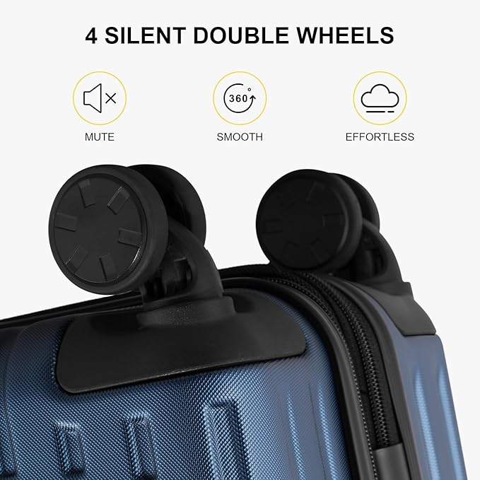 LEVEL8 Grace Carry On Luggage Airline Approved, 20 Inch Expandable Hardside Carry On Suitcase With Wheels, Abs+Pc Small Luggage with Tsa Lock, Blue, 20-Inch