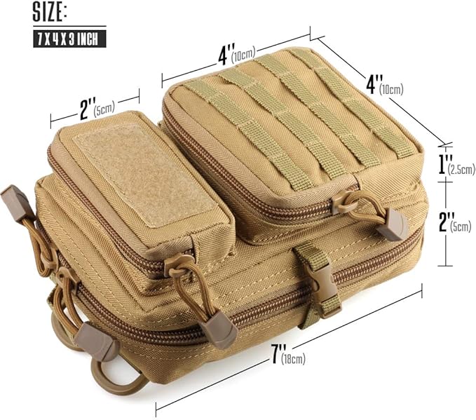 LIVANS Tactical Molle Utility Pouch, EDC Tool Pouch Tactical Phone Pouches Mini Waist Pouches Medical EDC IFAK Pack Mini Design of 3-Day Backpack