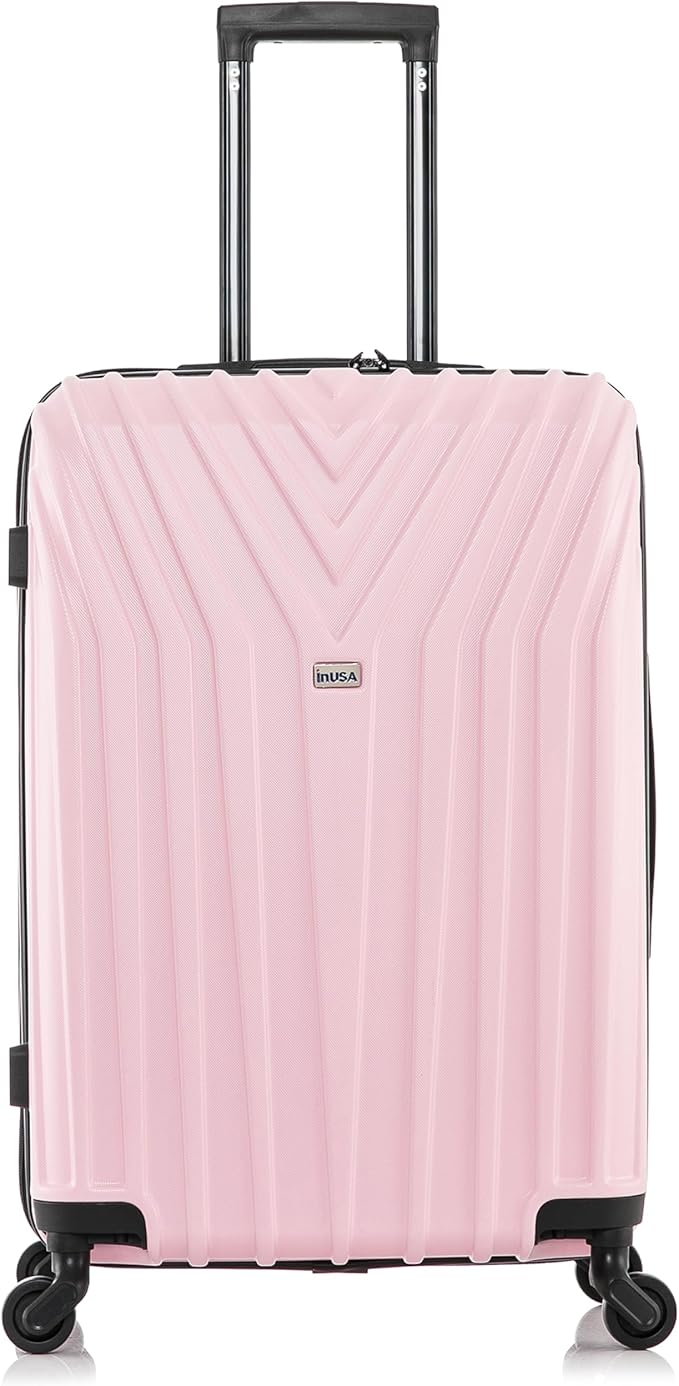 InUSA VASTY Luggage with Spinner Wheels | Durable Lightweight Hardside Suitcase Travel Bag with Handle and Trolley 24-Inch Medium Checked Luggage | Pink