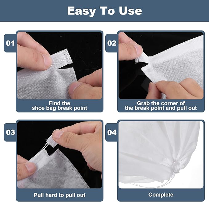 100 15.7" x 23.6" Pcs White Dust Bags for Shoes, Handbags, and Travel Storage, Non-Woven Fabric Shoe Bags, Portable Storage Organizer for Closet, Boots, and Accessories