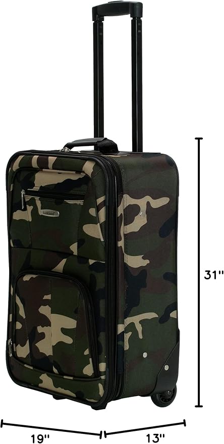 Rockland Journey Softside Upright Luggage Set, Expandable, Camouflage, 4-Piece (14/19/24/28)