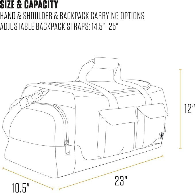 Carhartt 40L Utility Duffel, Heavy-Duty Gear Bag for Jobsite, Gym, & Travel, Duffel Bag
