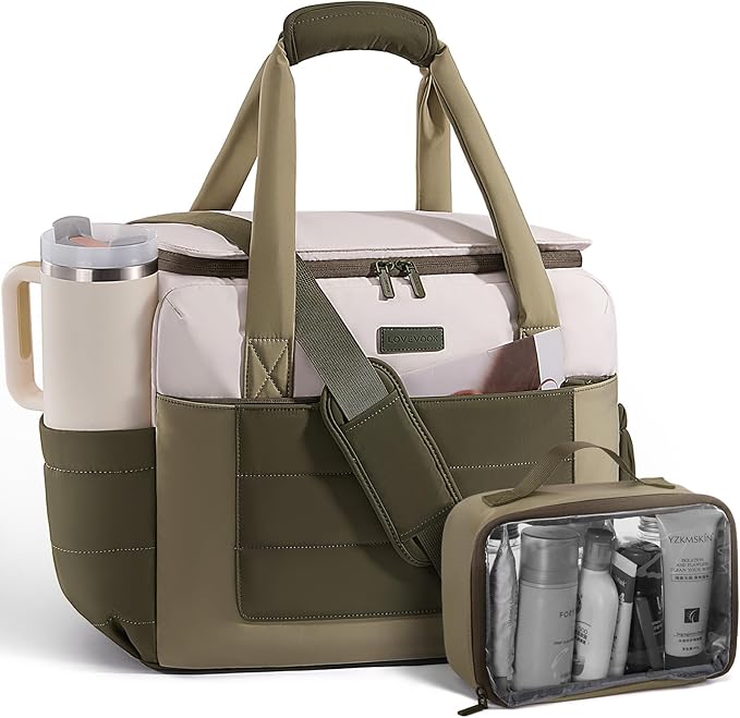 LOVEVOOK Small Gym Bag for Women & Men with Wet Pocket,36L Cute Waterproof Womens Gym Bag Travel Duffel Bags Workout Bag,Convertible Carry on Bag Overnight Bags Personal Item Travel Bag (Been Green,L)