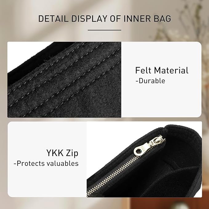 Small Purse Organizer Insert Compatible with Longchamp Mini LePliage Xtra/Original/Green XS Pouch, Felt Handbag Organizer Divider Shaper Inner with Zipper, Black/XS
