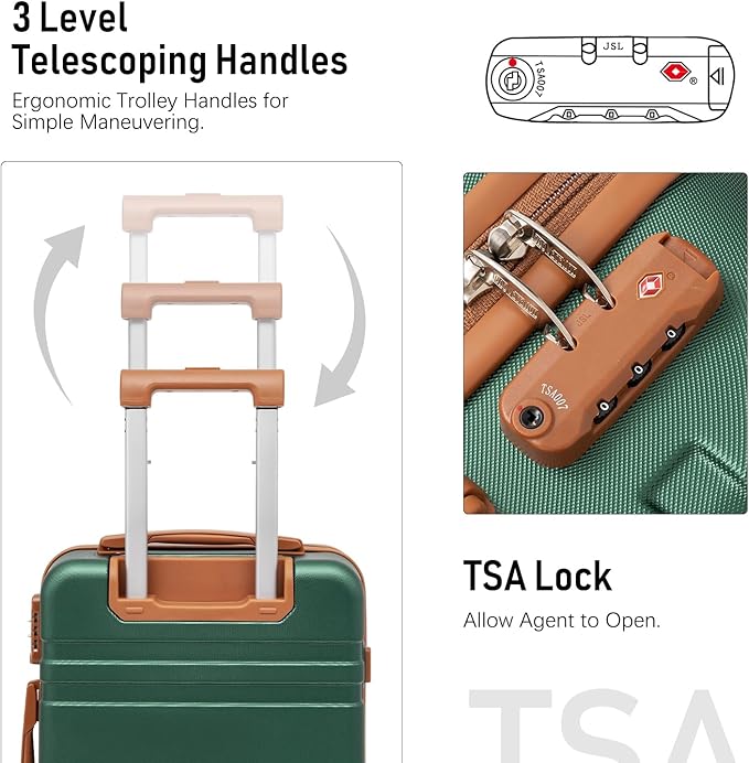 LONG VACATION Luggage Set 6 Piece Suitcase with Spinner Wheels, ABS+PC Hardshell Luggage with TSA Lock & YKK Zipper
