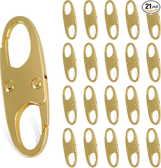 Phinus Lock Combo, Total 21PCS Clips Anti-Theft, S Shaped Zipper Locks, Locks Anti-Theft for Luggage, Clothing, Backpacks, Boots, Purses, Travel Outdoor Sports - Gold