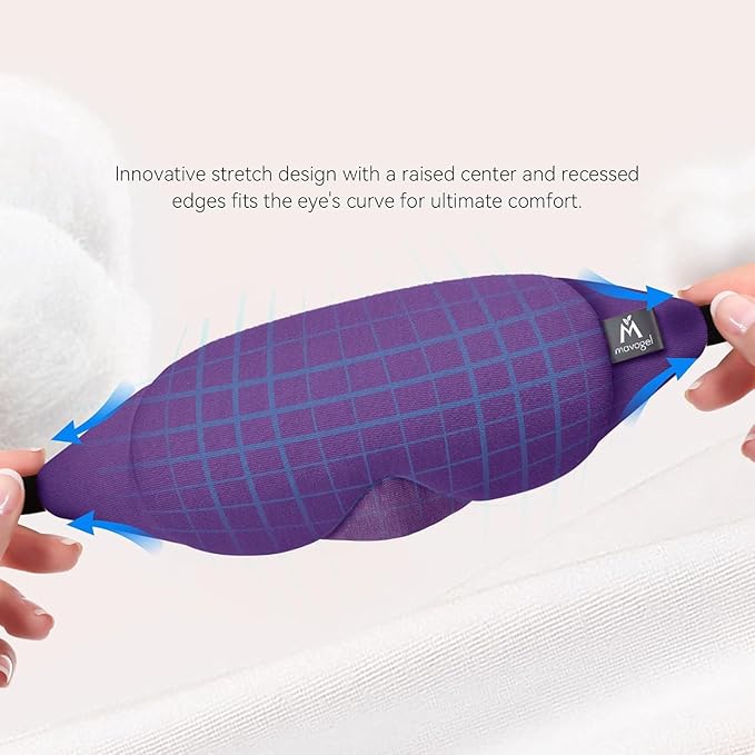 Mavogel Cotton Sleep Eye Mask - Breathable Light Blocking Sleep Mask, Soft Comfortable Night Eye Mask for Men Women, Eye Cover for Travel/Sleeping/Shift Work, Includes Travel Pouch (Purple)