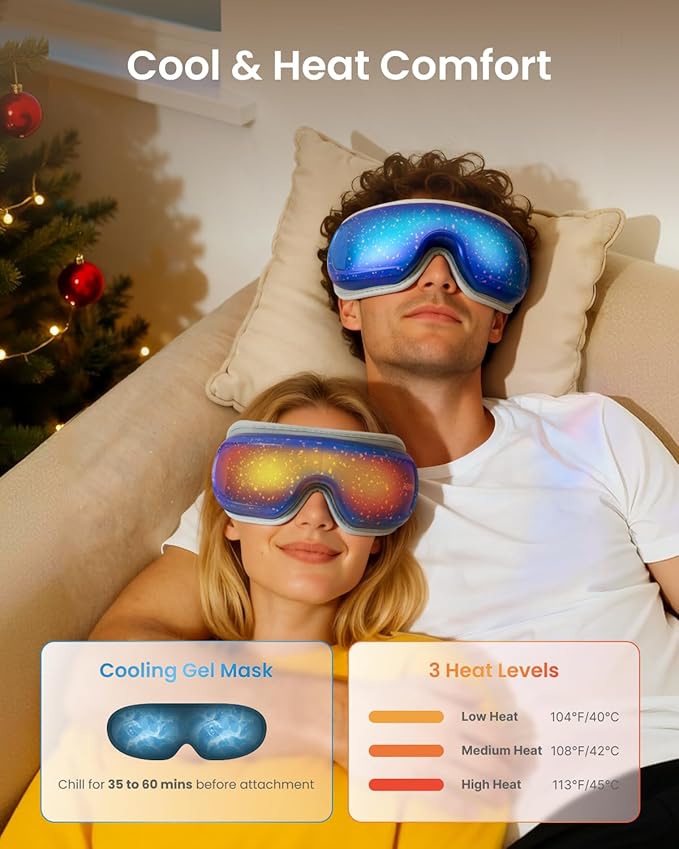 RENPHO Eye Massager with Heat and Cooling Voice Control, Mothers Day Gifts for Women Mom Her, FSA Eligible HSA, Massaging Eye Mask for Migraine Headache Dry Eyes and Stress Relief - Eyeris 3