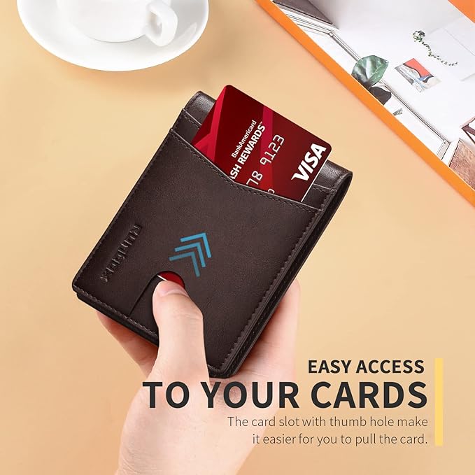 RUNBOX Wallet for Men Slim Rfid Leather 2 ID Window With Gift Box | Slim, Rfid, 2 ID Window, With Gift Box, Slim, Rfid