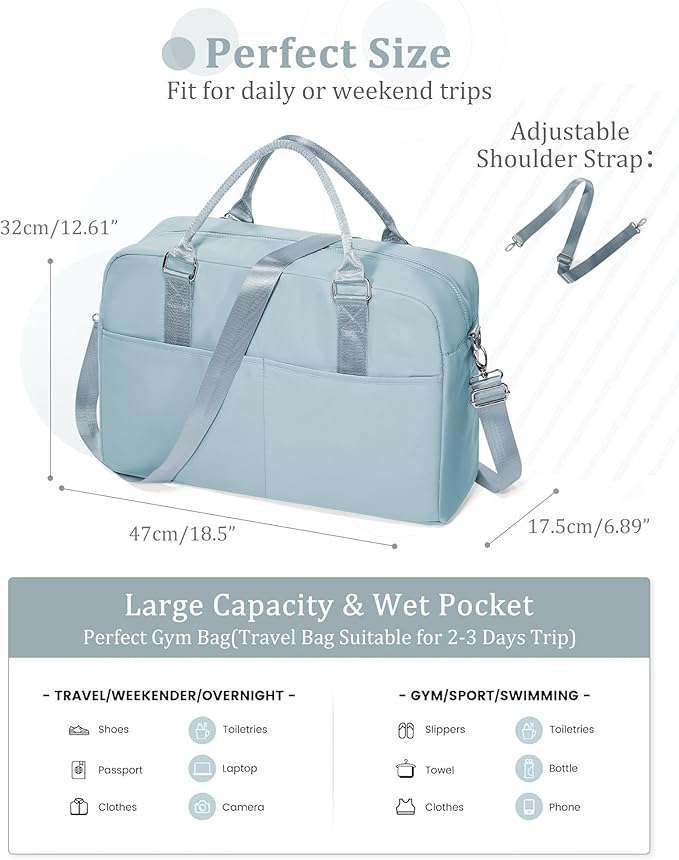 Gym Bag Womens,Travel Duffel Carry on Bag Sport Tote Bag Weekend Overnight Bag