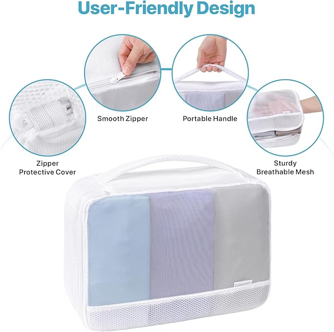 Cambond Mesh Packing Cubes for Travel Women - Lightweight Travel Bags Luggage Packing Organizer Travel Cubes for Suitcase with Handle