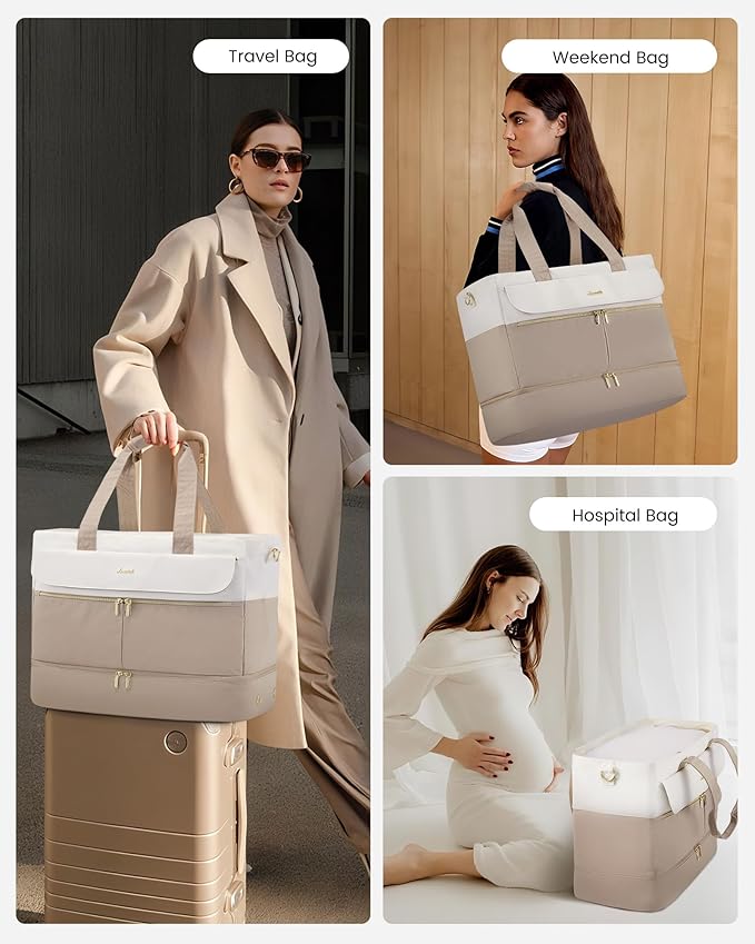 LOVEVOOK Travel Duffle Bag for Women, Wide Open Large Weekender Bags with Shoe Compartment, Carry on Overnight Bags, Hospital Bag for Women Labor Delivery with Wet Pocket