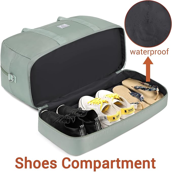 Weekender Bag for Women, Large Overnight Bag Canvas Travel Duffel Bag Carry On Tote with Shoe Compartment 21" 3Pcs Set