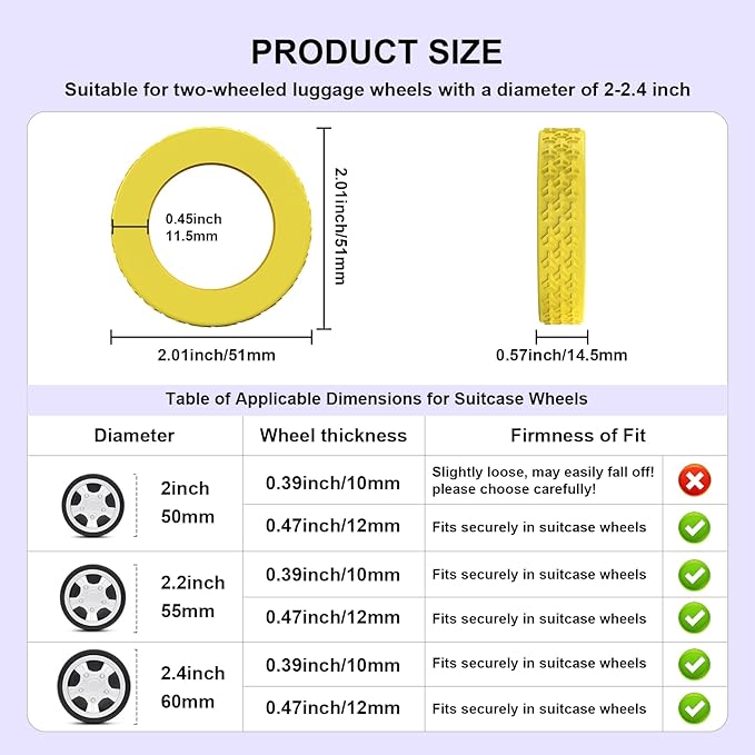 8Pcs Luggage Wheel Covers,Silicone Suitcase Cover for 2-2.4'' Spinner Wheel, Carry On Luggage Wheels Protector,Upgrade Suitcase Wheels Protective,Essential Travel Accessories(Orange-F)