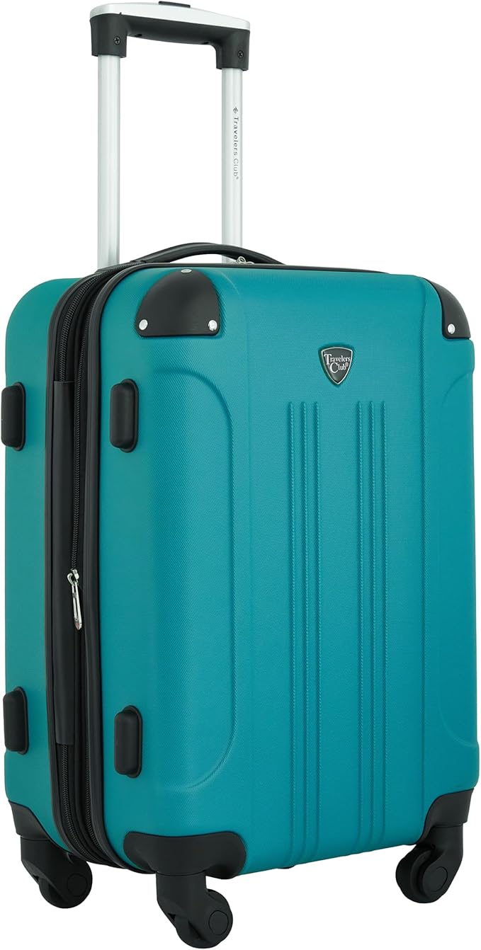 Travelers Club Chicago Hardside Expandable Spinner Luggage, Teal, 3 Piece Set