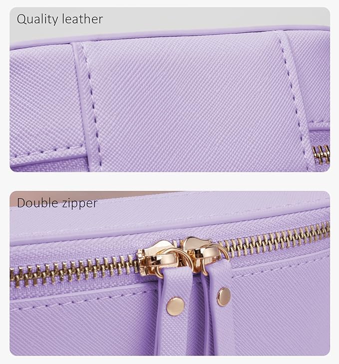 LETGO Clear Makeup Bags Set - TSA Approved Toiletry Bag with Handle Large Opening, Clear Toiletry Bags Case Pouch for Travel Essentials Car Accessories for Women Men (Large-Purple)