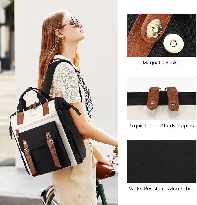 LOVEVOOK Laptop Backpack,Teacher Nurse Work Travel Backpacks Purse for Women, Computer Bag, 17 inch Black Brown