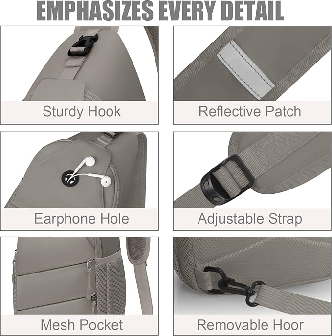 Crossbody Bags for Women Men Trendy Sling Bag Backpack Casual Chest Bag with Convertible Shoulder Strap