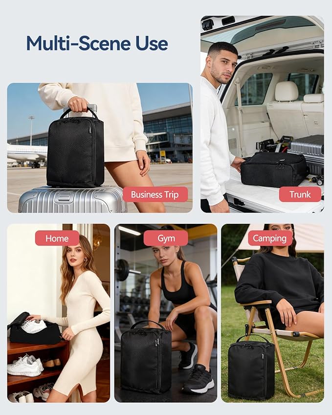 Gloppie Shoe Bags for Travel - Portable Shoes Storage Bag, Shoe Pouch, Shoe Packing Cubes for Men Women - Black