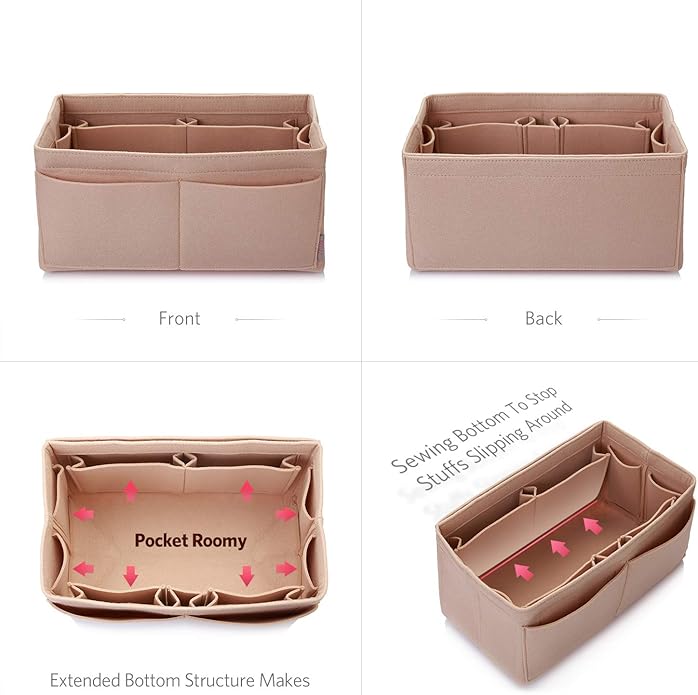 ZTUJO Felt Purse Organizer, Multi Pocket Bag in Bag Organizer For Tote & Handbag Shaper, Speedy 30, Speedy 35 and Speedy 40