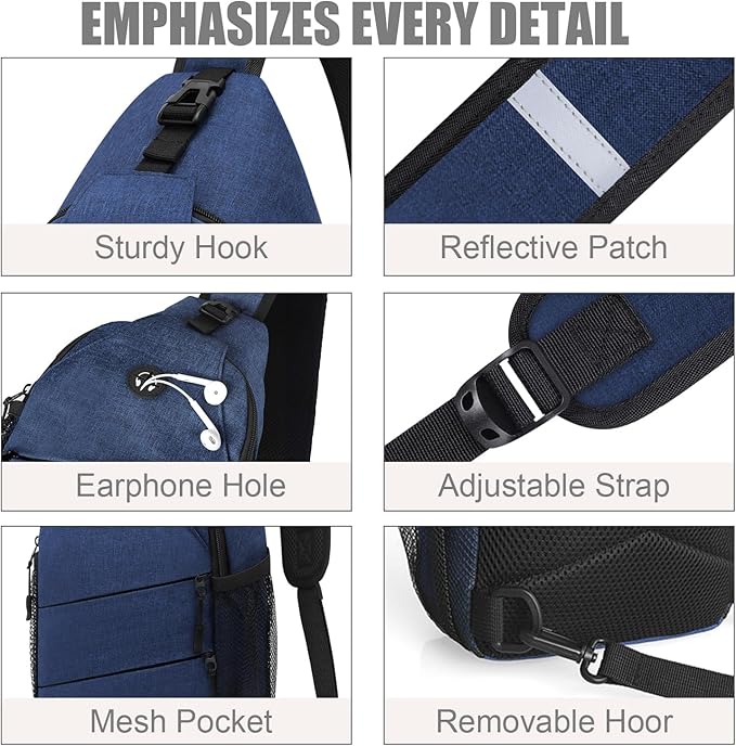 Crossbody Bags for Women Men Trendy Sling Bag Backpack Casual Chest Bag with Convertible Shoulder Strap