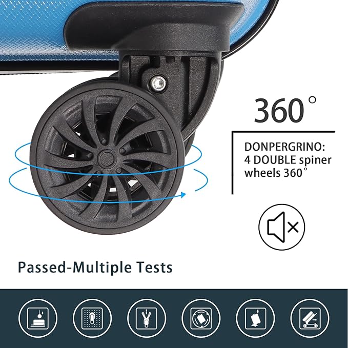 Luggage Set 3 Pieces (20/24/28) -Suitcase Set - Carry on Luggage with Wheels - Check-in Luggage - PC + ABS Durable Suitcase Rotating Silent Wheels Hardside Luggage with Spinner Wheels,5pcs (Sky Blue)