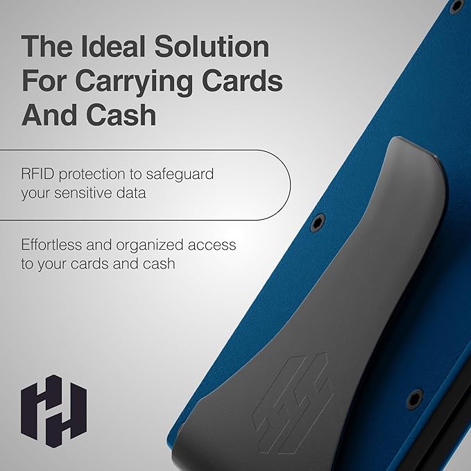 Hayvenhurst Wallet For Men - Reinvented Design Men's Wallet - Slim, Minimalistic & Seamless, Blocks RFID Scanners with a Money Clip (Navy)
