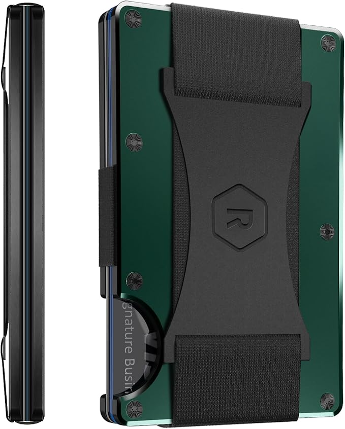 Ridge Wallet for Men - Slim Minimalist Compact Wallet and Card Holder, RFID Protected Front Pocket Wallets for Men with Integrated Cash Strap