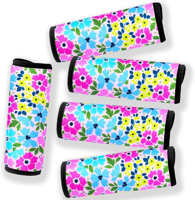 Neoprene Luggage Handle Wrap Fluorescent Colors Luggage Identifiers/Tags/Marker (Flower)