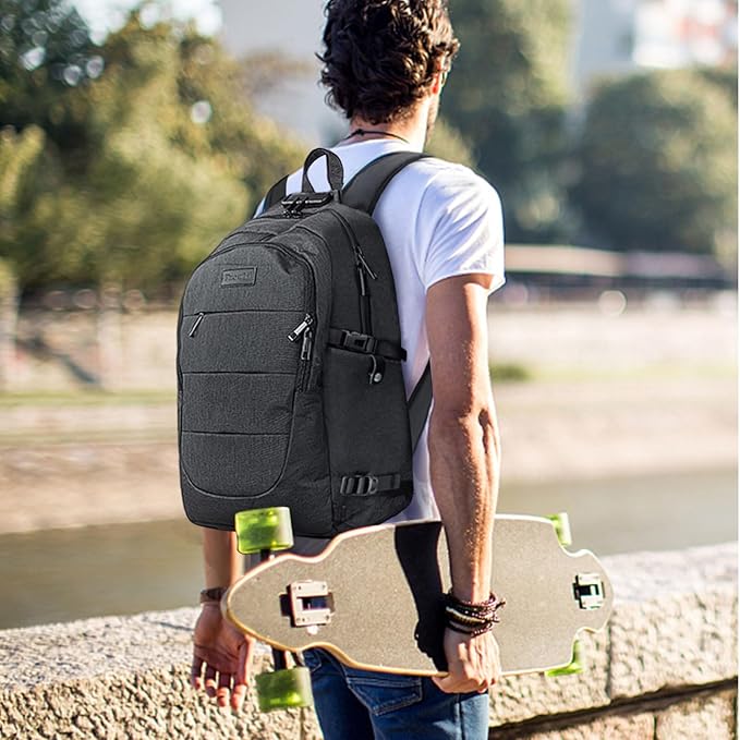 Tzowla Travel Laptop Backpack Water Resistant Anti-Theft Bag with Giant Tumbler Holder Pocket and Lock 17.3 Inch Computer Business Backpacks for Women Men Work College Gift,Casual Daypack(Black)
