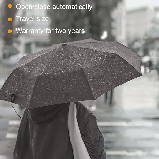 SIEPASA Two Packs Auto Open & Close Small Travel Umbrella for Backpack-Umbrellas for Rain, Windproof Lightweight Strong Mini Portable Umbrellas for Men and Women.(Black & Yellow, 2 Pack)