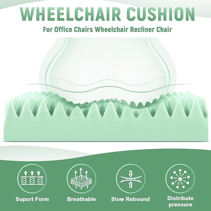 Geiserailie 2 Pcs Egg Foam Pad Eggs Chair Cushion to Relieve Back Foam Seat Cushion Chair Accessories Pad for Office Recliner Wheelchair Home Car (Egg,Light Green)