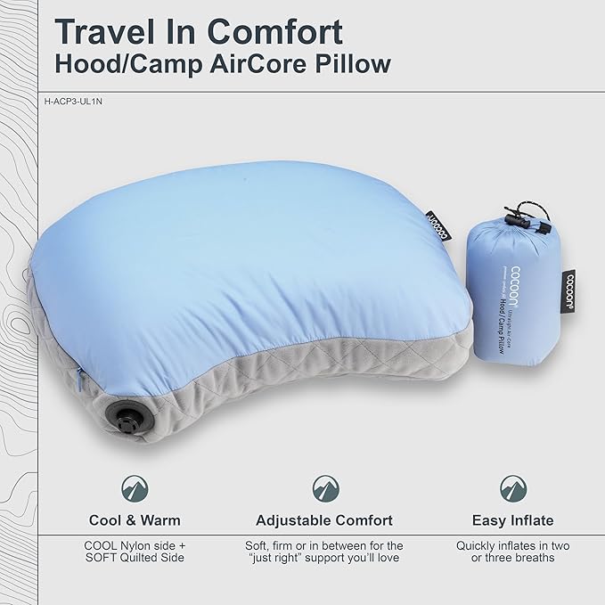 COCOON- Premium - Ultralight AirCore Hood Pillow - Light Blue