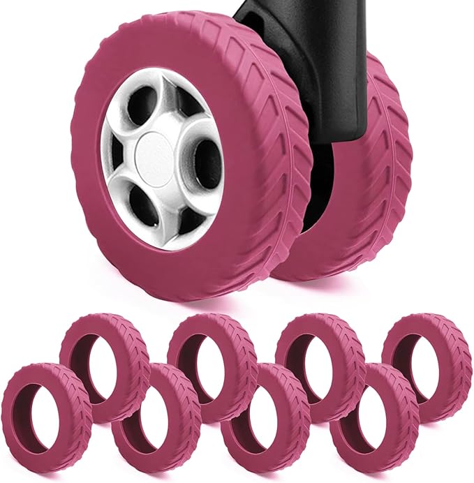 UMUST 8Pcs Luggage Wheel Covers,Silicone Cover for 2-2.4'' Suitcase Spinner Wheel, Upgrade Carry On Luggage Wheels Protector,Essential Travel Accessories(Pink)