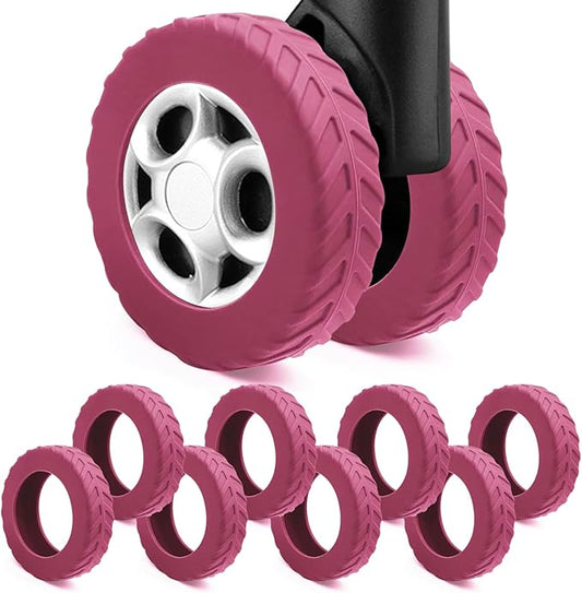 UMUST 8Pcs Luggage Wheel Covers,Silicone Cover for 2-2.4'' Suitcase Spinner Wheel, Upgrade Carry On Luggage Wheels Protector,Essential Travel Accessories(Pink)