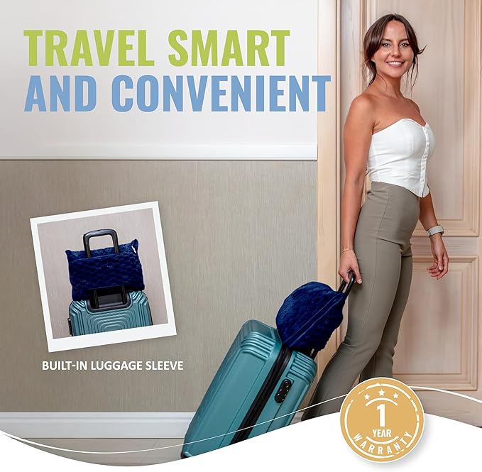 BOACAY Packable Travel Blanket for Airplane, Car - Compact Office Blanket - Portable Pillow for Adults, Kids with Case, Luggage Sleeve, Backpack Clip