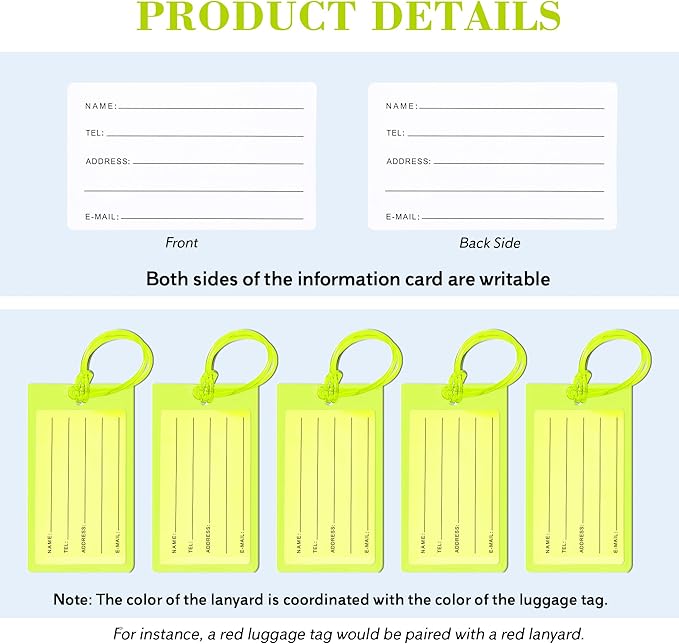 50 Pack Luggage Tags for Suitcases, Airplane Travel Essentials for Flying, International Travel Must Haves, and Luggage Accessories by Sodsay