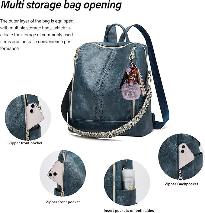 Makes Backpack Purse for Women PU Leather Travel Satchel Handbag Convertible Design Bag with Purse
