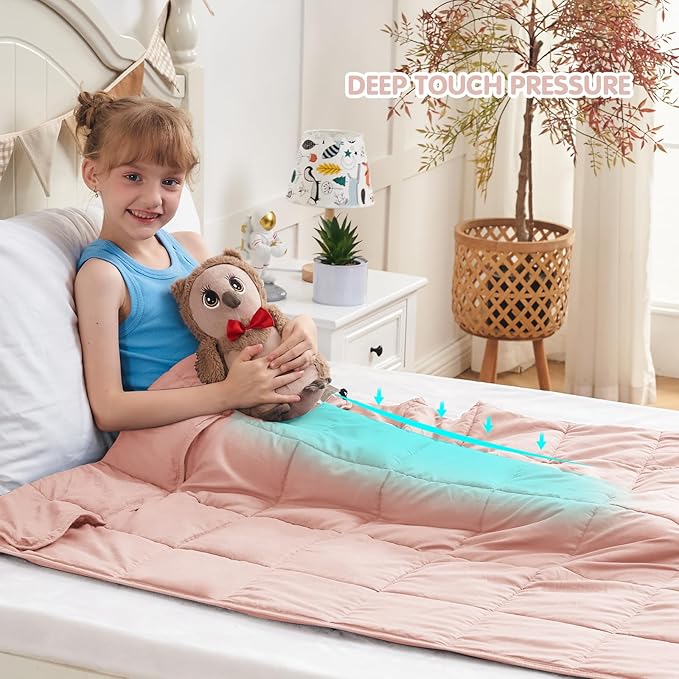 yescool Pink Weighted Blanket 5 Pounds Cooling Weighted Lap Blanket, Heavy Blanket for Sleeping, Weighted Throw Blanket Gifts for 40-60lbs, 36"x48"