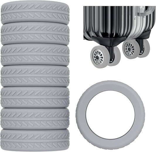 AWINNER Luggage Wheel Covers 8 Pack Upgraded,Silicone Luggage Wheel Protector Covers for most 8 Spinner Wheel Suitcases or Office Chair Caster,Durable,Mute and Shock Absorption (Grey)