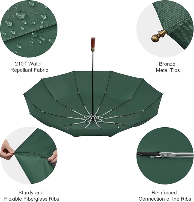G4Free 54 Inch Large Compact Windproof Golf Umbrella for Rain Oversized Auto Open Close Folding Travel 10 Ribs Vented Double Canopy Umbrella for Women Men