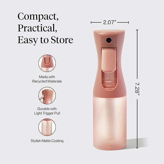 Kitsch Continuous Spray Bottle for Hair – Fine Mist Water Mister & Water Spray Bottle – Recycled Hair Spray Bottle – Spray Bottles for Cleaning, Styling, Plants & More – Terracotta, 150ml