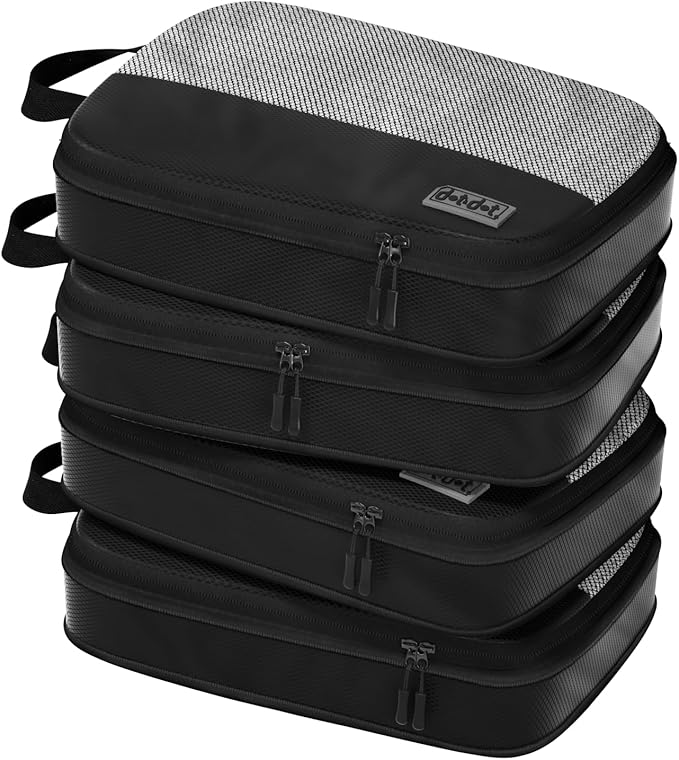 4pc Medium Compression Packing Cubes for Travel - Luggage Organizers for Suitcases