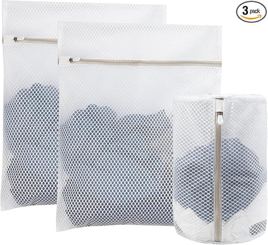 Laundry Bag 3Pcs Honeycomb Mesh Bag Zipper Washing Bag Storage Bags Travelling Household