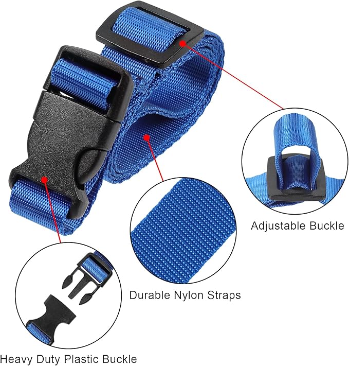 Vigorport Utility Straps Quick Release Nylon Backpack Accessory Bag Strap,Adjustable for Hiking,Travel,Outdoor Sports-4 Pack (Blue, 0.75" W-40 L)