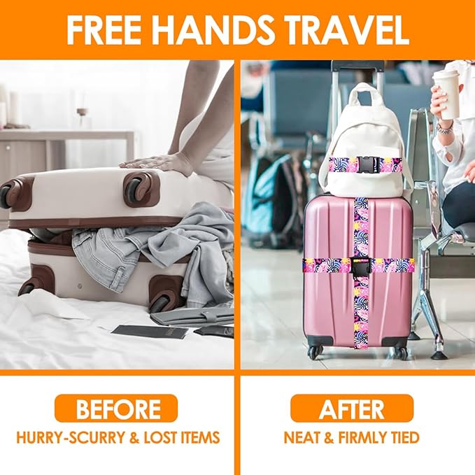 Adjustable Travel Luggage Strap Suitcase Belt Travel Bag Accessories 1.96 in W x 6.23 ft L